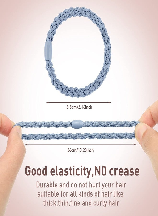 تشوانغ دي مجموعة تشوانغدي المكونة من 12 قطعة من ربطات الشعر القطنية، أربطة شعر مطاطية مضفرة، حبال، حوامل ذيل حصان مضفرة، إكسسوارات للنساء (أزرق داكن، أزرق سماوي، رمادي) - Image 2